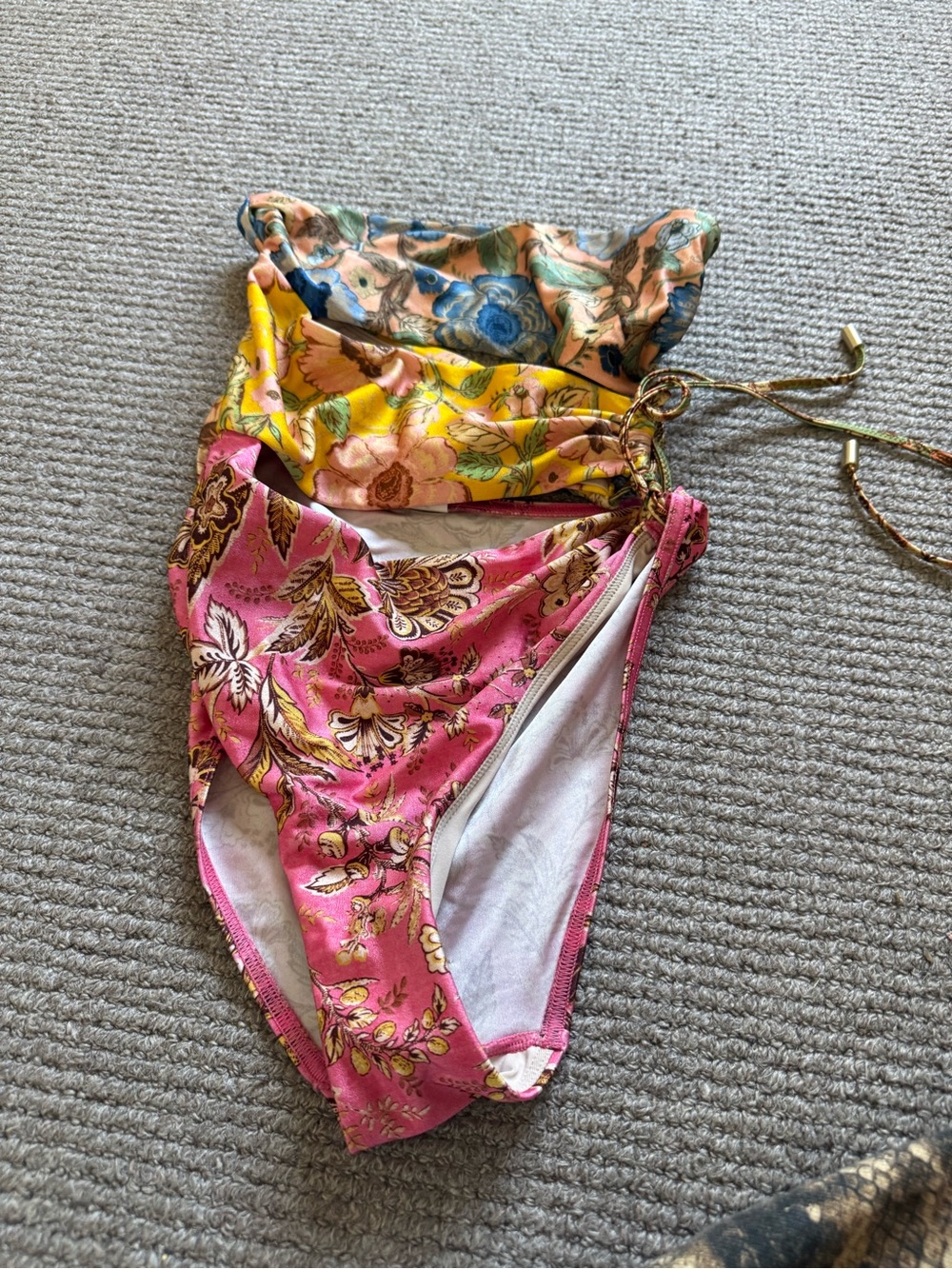 Zimmermann Pink & Yellow Floral Girls Two-Piece Swim Set